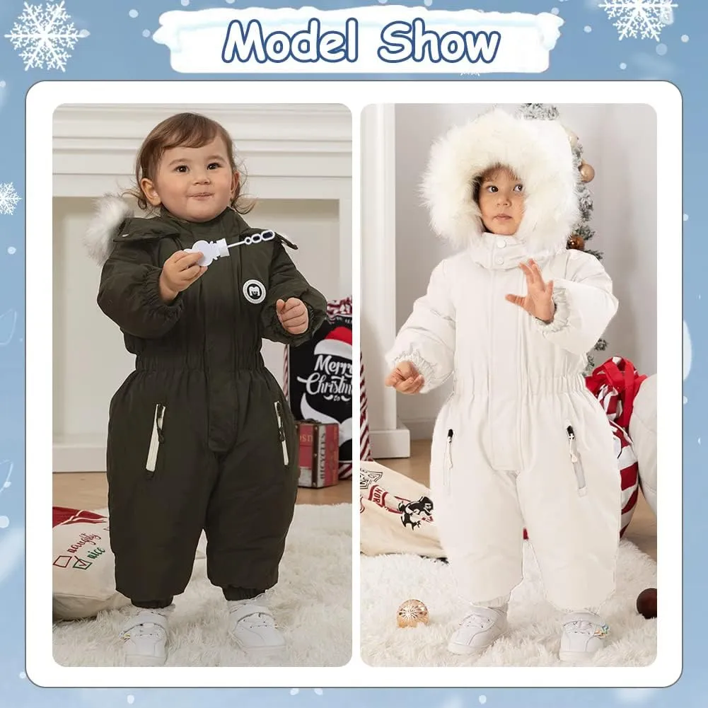 XIFAMNIY Boys and Girls One Piece Snowsuits Overalls Ski Suits Winter Waterproof Coats Jumpsuits for Baby Toddler 2T-5T…