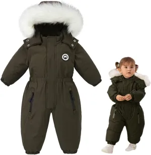 XIFAMNIY Boys and Girls One Piece Snowsuits Overalls Ski Suits Winter Waterproof Coats Jumpsuits for Baby Toddler 2T-5T…