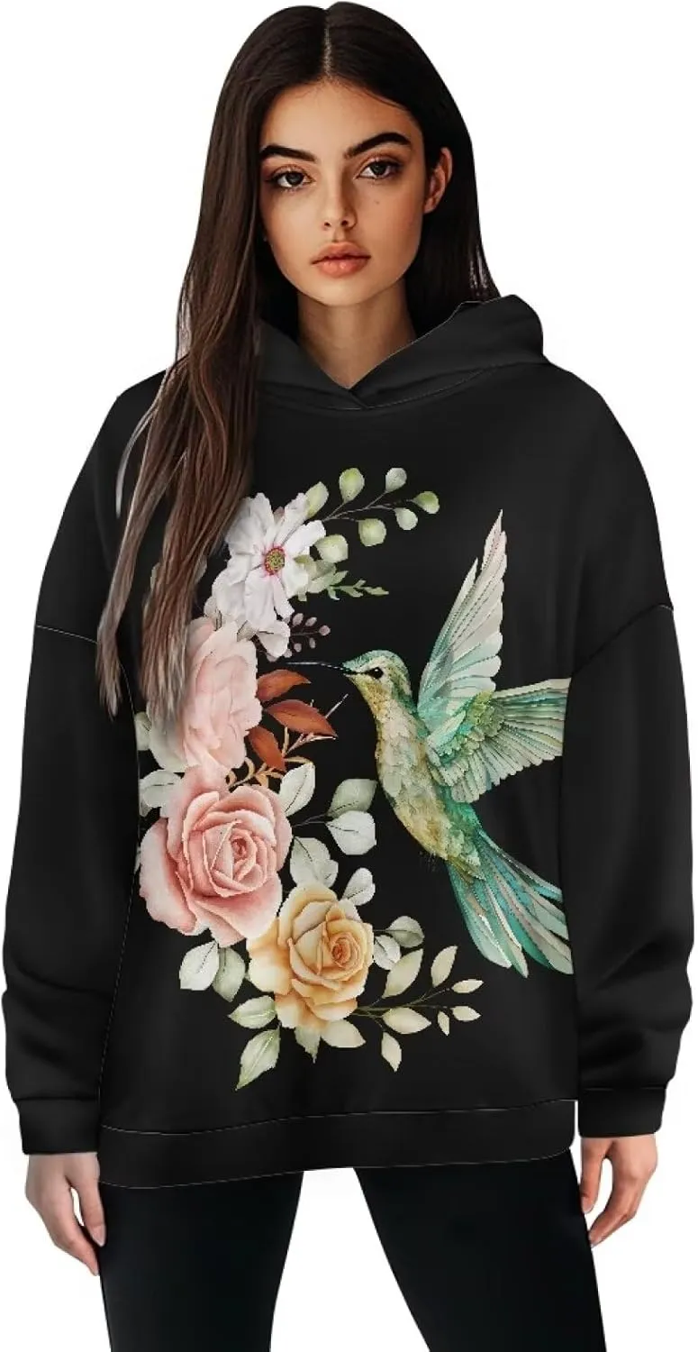 YEXIATODO Womens Hooded Pullover Sweatshirts Crop Hoodie Graphic Hoodies Sweaters for Teen Girls S-2XL