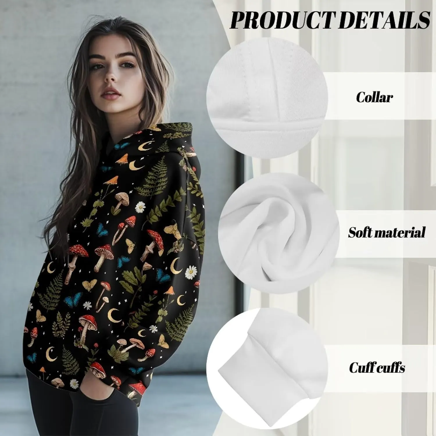 YEXIATODO Womens Hooded Pullover Sweatshirts Crop Hoodie Graphic Hoodies Sweaters for Teen Girls S-2XL