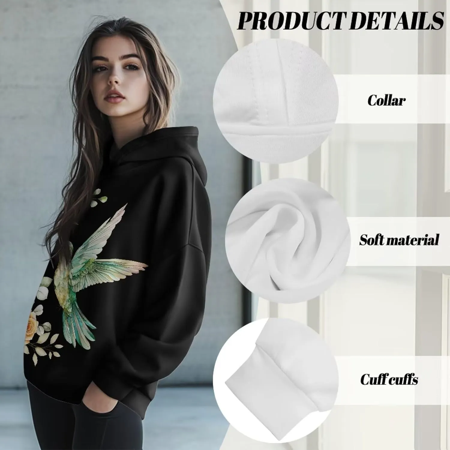 YEXIATODO Womens Hooded Pullover Sweatshirts Crop Hoodie Graphic Hoodies Sweaters for Teen Girls S-2XL