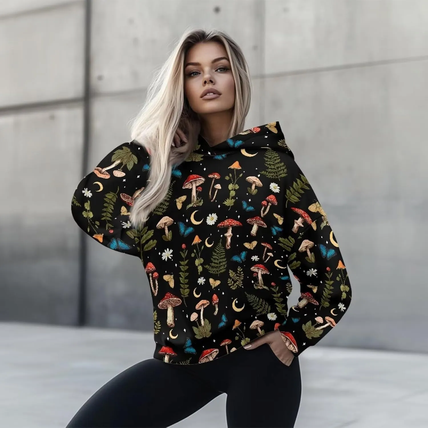 YEXIATODO Womens Hooded Pullover Sweatshirts Crop Hoodie Graphic Hoodies Sweaters for Teen Girls S-2XL