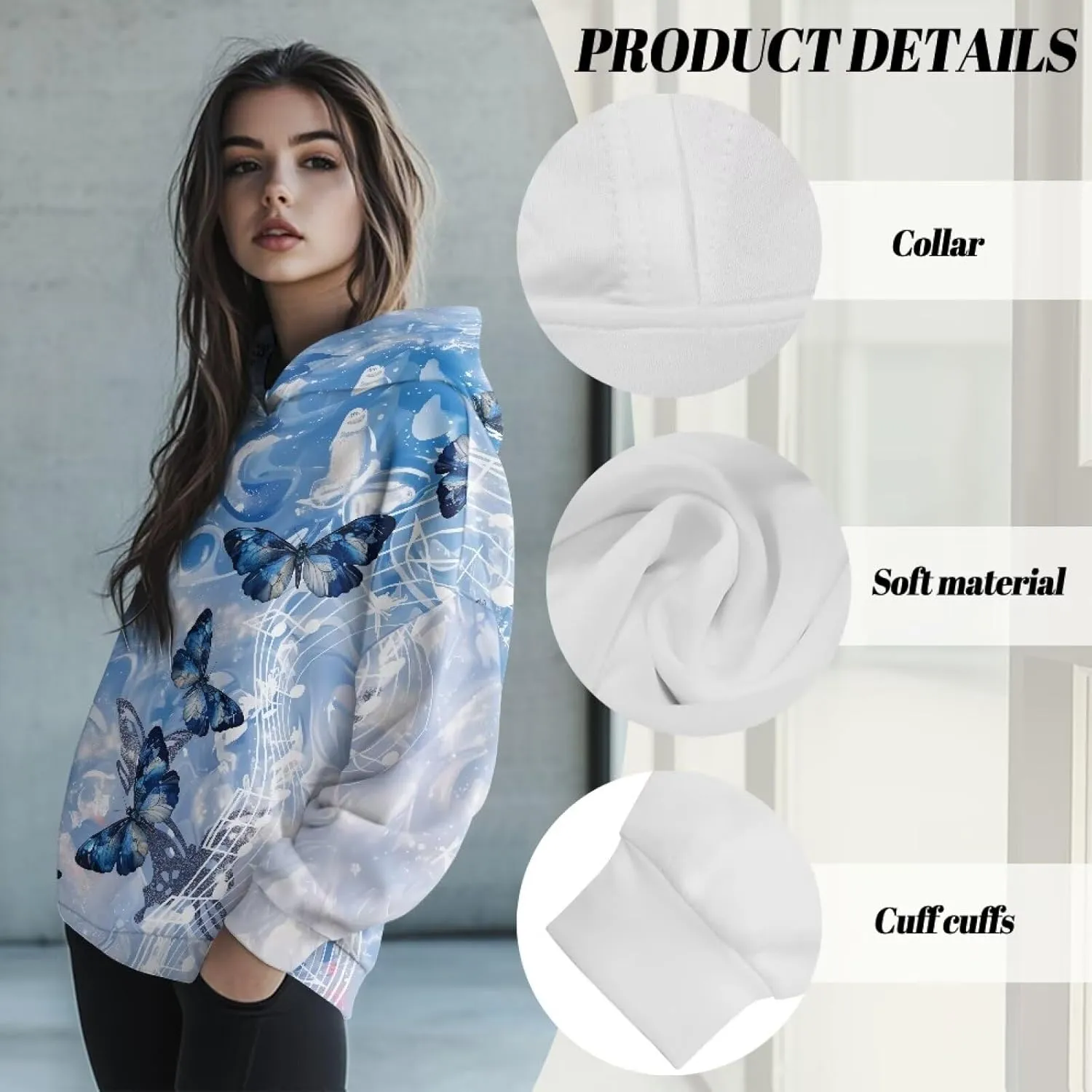 YEXIATODO Womens Hooded Pullover Sweatshirts Crop Hoodie Graphic Hoodies Sweaters for Teen Girls S-2XL