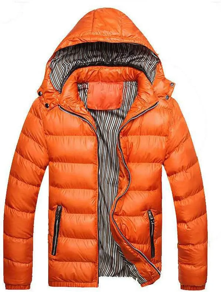 Ymosrh Men's Down Jacket Hooded Casual Windproof Jackets Zip Up Windbreaker Warm Winter Padded Coats, M-4XL