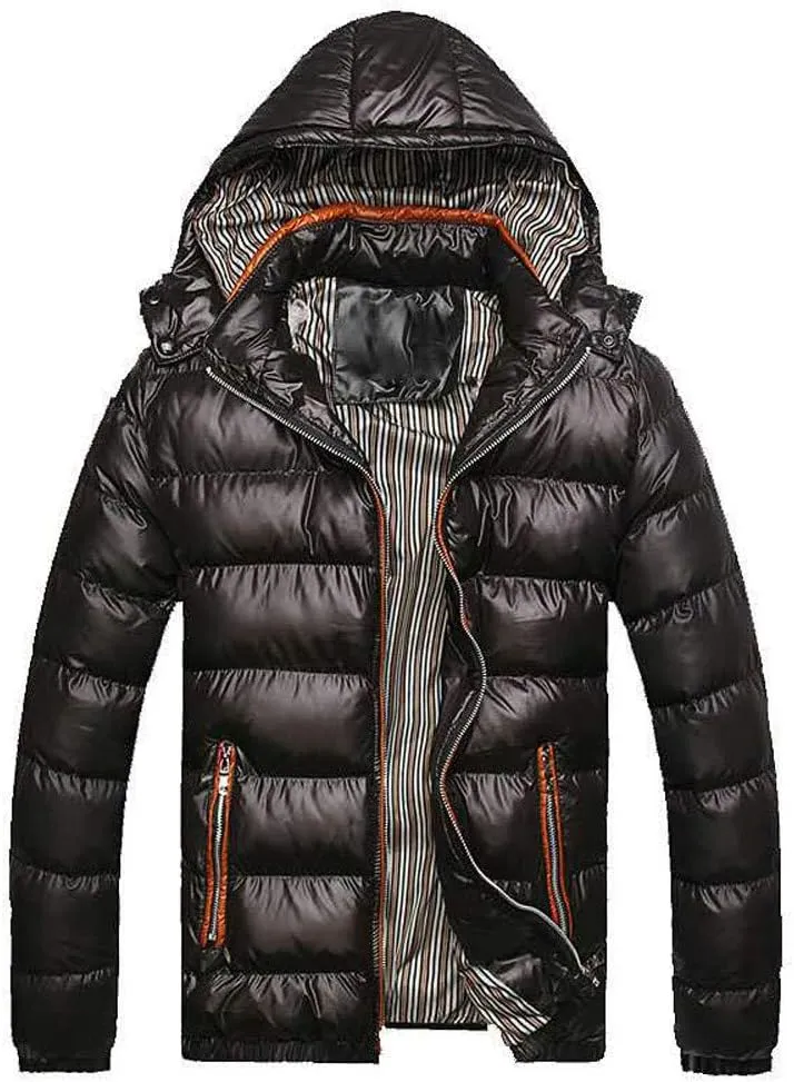 Ymosrh Men's Down Jacket Hooded Casual Windproof Jackets Zip Up Windbreaker Warm Winter Padded Coats, M-4XL