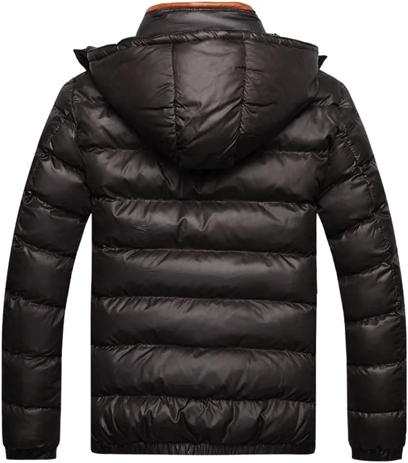Ymosrh Men's Down Jacket Hooded Casual Windproof Jackets Zip Up Windbreaker Warm Winter Padded Coats, M-4XL