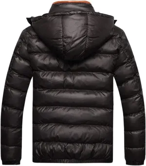 Ymosrh Men's Down Jacket Hooded Casual Windproof Jackets Zip Up Windbreaker Warm Winter Padded Coats, M-4XL