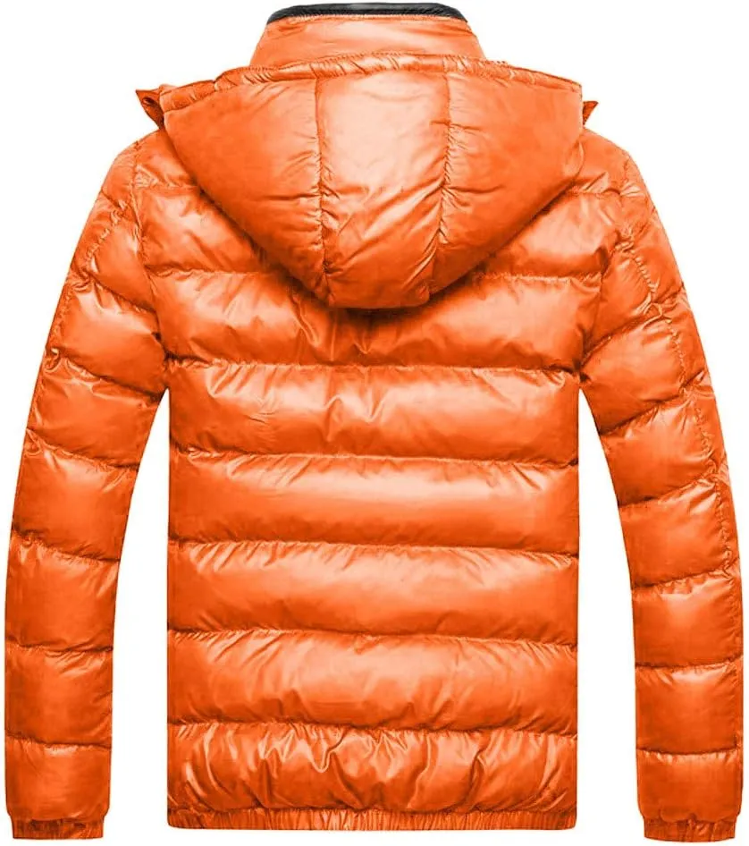 Ymosrh Men's Down Jacket Hooded Casual Windproof Jackets Zip Up Windbreaker Warm Winter Padded Coats, M-4XL