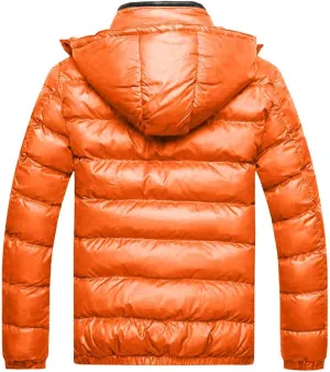 Ymosrh Men's Down Jacket Hooded Casual Windproof Jackets Zip Up Windbreaker Warm Winter Padded Coats, M-4XL