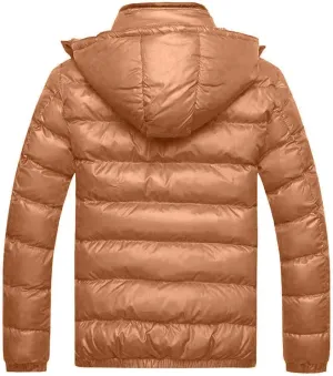 Ymosrh Men's Down Jacket Hooded Casual Windproof Jackets Zip Up Windbreaker Warm Winter Padded Coats, M-4XL