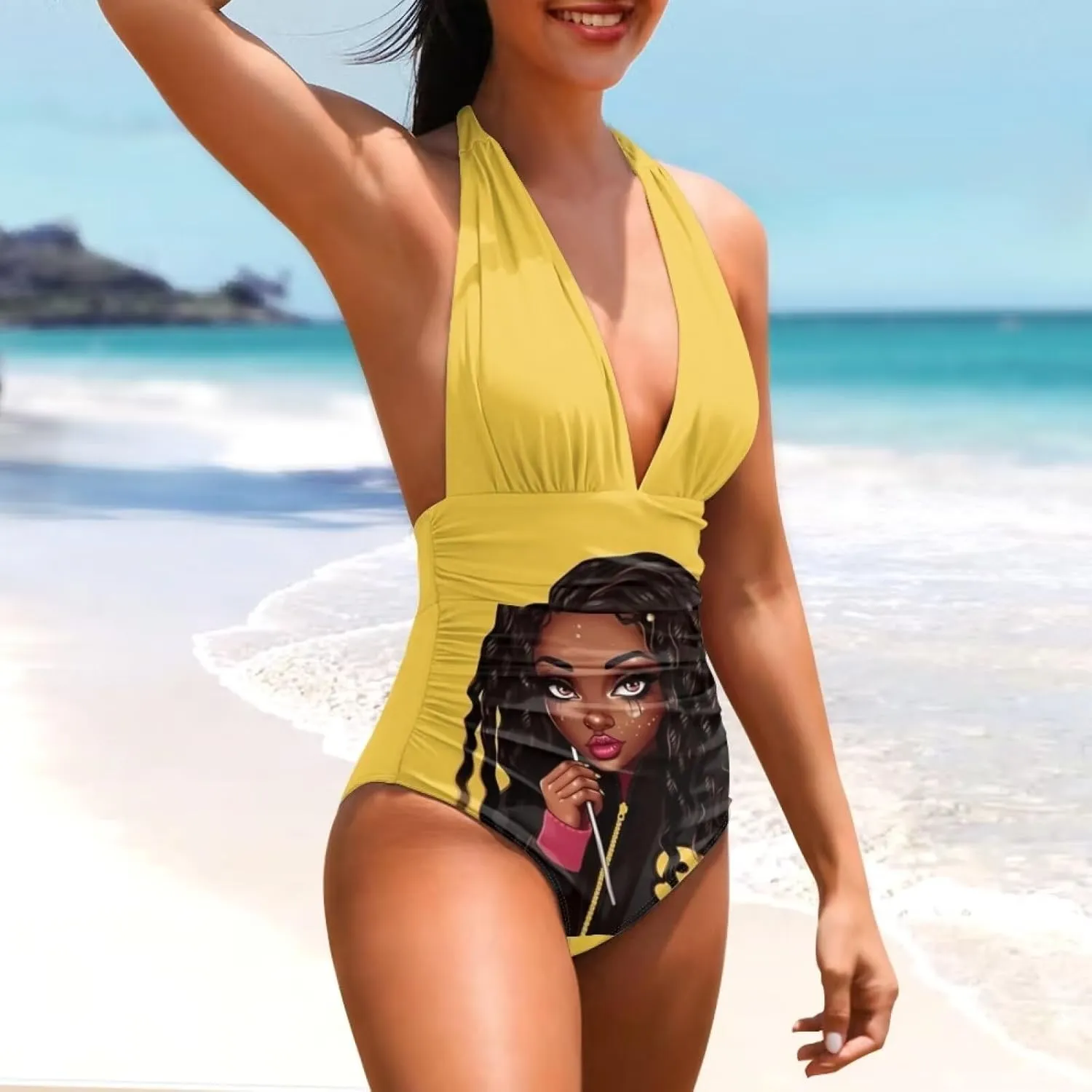 ZOUTAIRONG Bikini Sets Womens Swimsuits Hig Cut Bathing Suits Plunge V Neck Swimwear