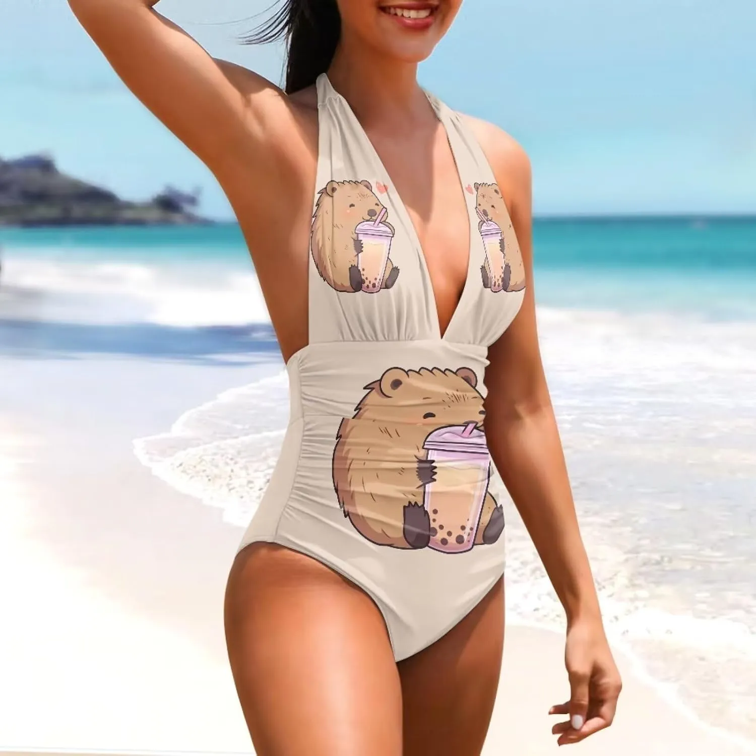 ZOUTAIRONG Bikini Sets Womens Swimsuits Hig Cut Bathing Suits Plunge V Neck Swimwear
