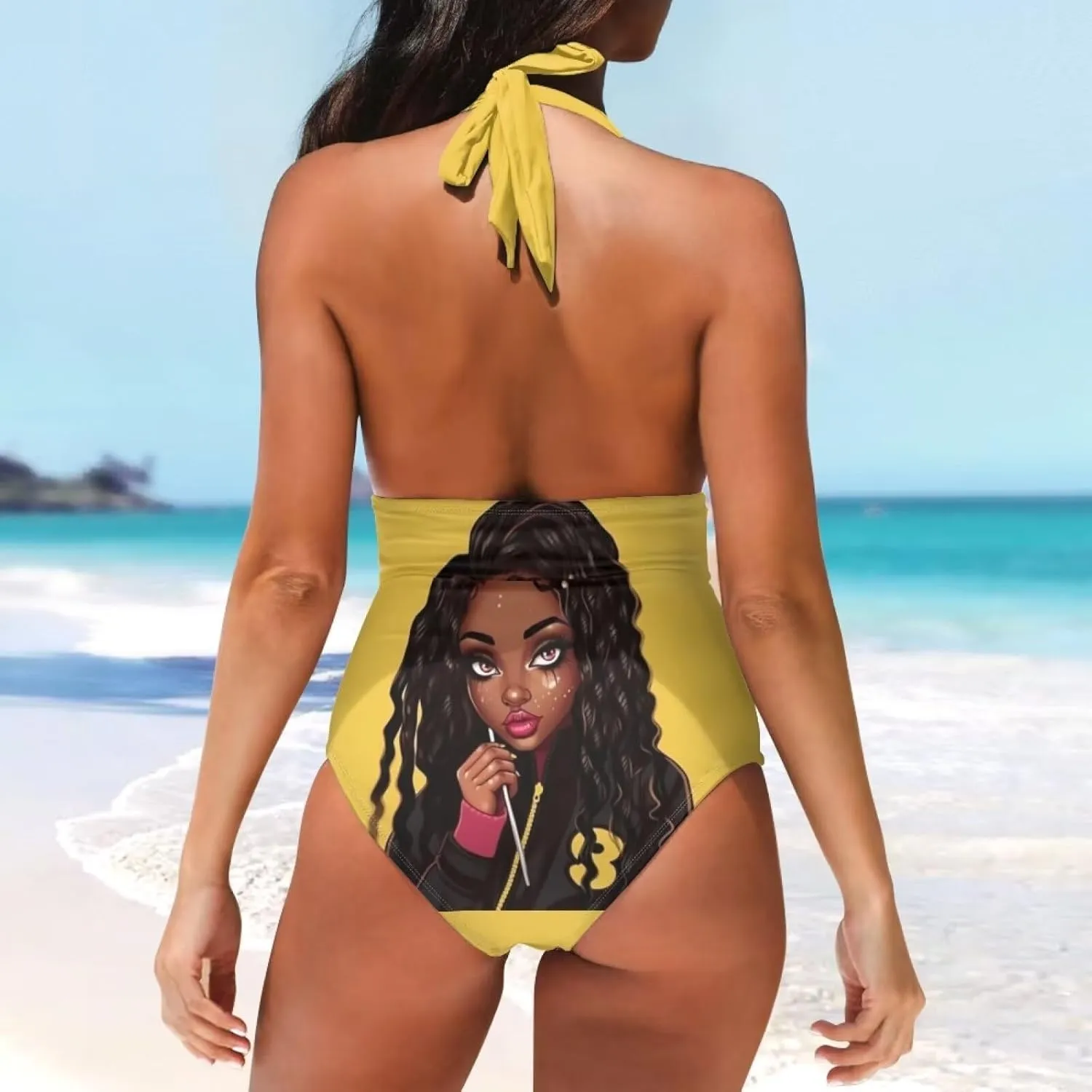 ZOUTAIRONG Bikini Sets Womens Swimsuits Hig Cut Bathing Suits Plunge V Neck Swimwear