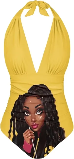 ZOUTAIRONG Bikini Sets Womens Swimsuits Hig Cut Bathing Suits Plunge V Neck Swimwear