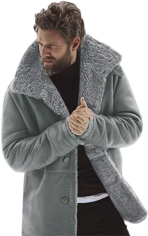 ZYXTIM Men's Winter Warm Thick Windproof Jackets Sherpa Fleece Lined Lapel Aviator Bomber Parka Jackets