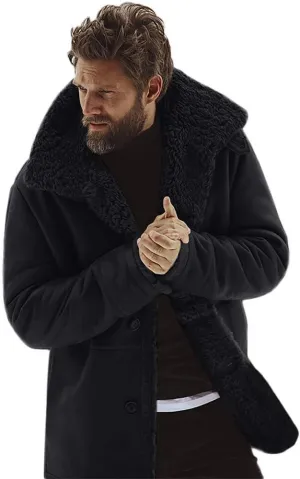 ZYXTIM Men's Winter Warm Thick Windproof Jackets Sherpa Fleece Lined Lapel Aviator Bomber Parka Jackets