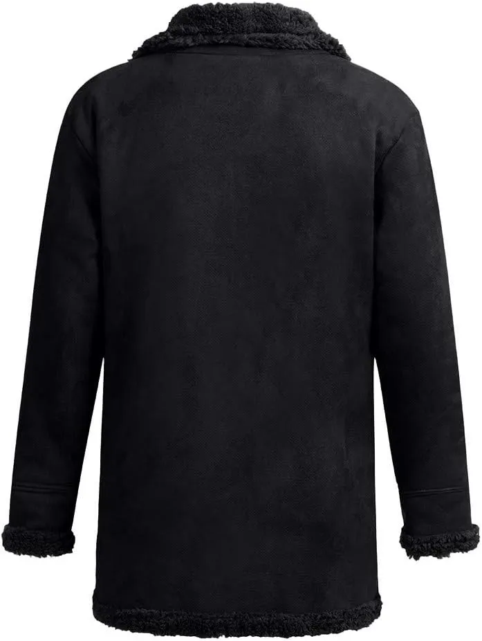 ZYXTIM Warm Winter Coats for Men Sherpa Lined Fleece Windproof Jackets Lapel Collar Aviator Bomber Parka Jackets