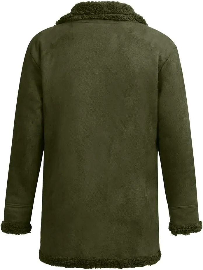 ZYXTIM Warm Winter Coats for Men Sherpa Lined Fleece Windproof Jackets Lapel Collar Aviator Bomber Parka Jackets